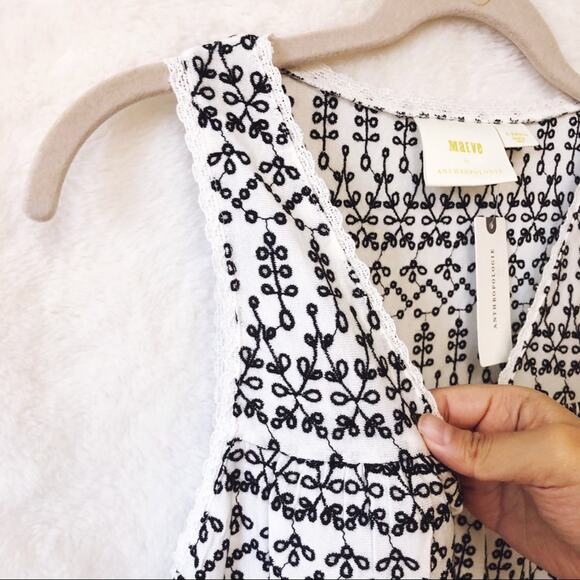 Anthropologie Ivory Cammie Embroidered Peplum Top - Picture 4 of 16